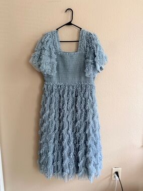 Ivy City Co Cloud Nine Smocked Ruffle Midi Dress